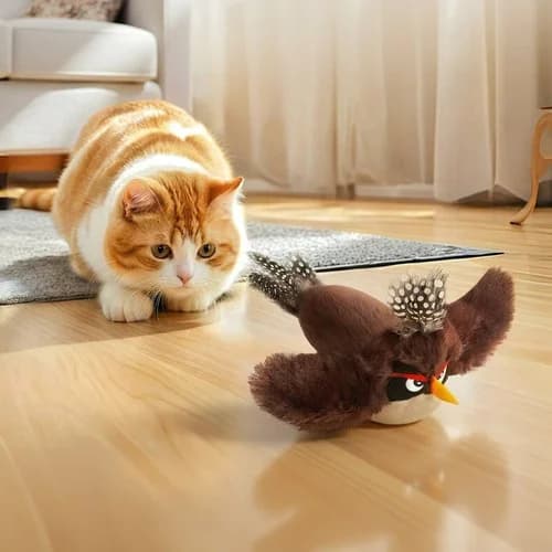 펫케어 춤추는새 참새 움직이는 고양이 캣닢 자동 장난감 - 고양이 장난감 제품 이미지, 테니스 뇌피셜