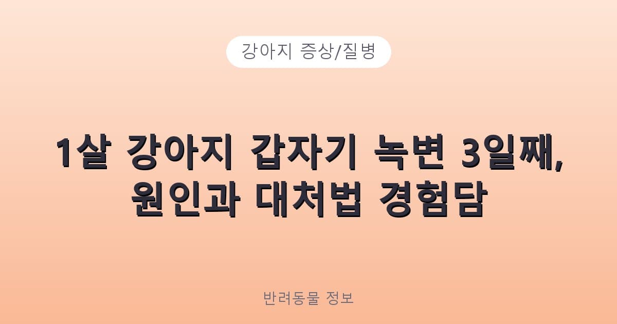 1살 강아지 갑자기 녹변 3일째, 원인과 대처법 경험담 - 강아지 증상/질병 테니스 콘텐츠 이미지