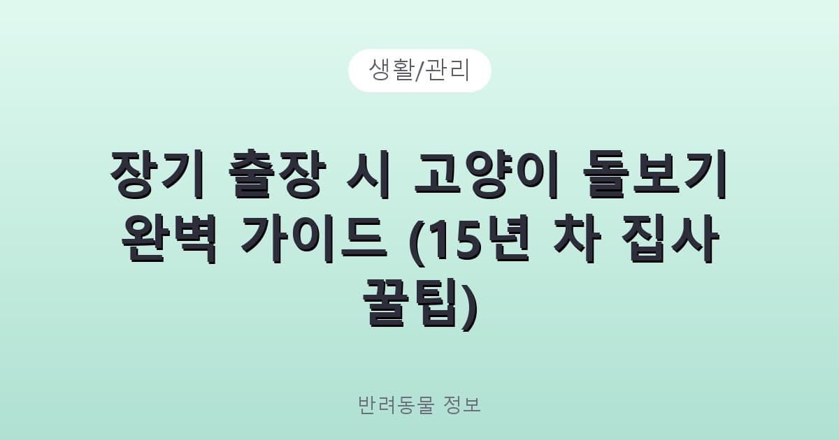 장기 출장 시 고양이 돌보기 완벽 가이드 (15년 차 집사 꿀팁) - 생활/관리 테니스 콘텐츠 이미지
