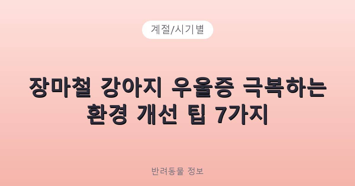 장마철 강아지 우울증 극복하는 환경 개선 팁 7가지 - 계절/시기별 테니스 콘텐츠 이미지